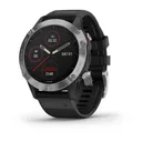 GARMIN fenix 6 GPS Watch Silver w/Black Band - Garmin