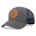 SIG - CHARCOAL/NAVY TRUCKER HAT WITH LEATHER PATCH - Sig Sauer