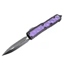 Microtech 126-1 BIPUS Daytona Double Edge, OTF Knife, Black Handle, Purple Bubble Inlay, Black Blade - 