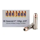 Corbon Self-Defense JHP Handgun Ammunition .38 Spl (+P) 125 gr JHP 1125 fps 20/ct - Cor-Bon