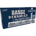 Fiocchi Range Dynamics Handgun Ammunition 9mm Luger 115 gr FMJ 1200 fps 1000/ct - Fiocchi