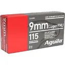 Aguila Handgun Ammunition 9mm Luger 115 gr FMJ 1150 fps 1000/ct Case - Aguila