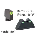 Amerigo Custom Combination Tall Suppressor Height Set - All Glock Models Except 42, 43 / Front Tritium - Green / Front Outline - LumiGreen / Rear Trit - Ameriglo