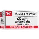 Winchester USA Handgun Ammunition .45 ACP 230 gr. FMJ 835 fps 100/ct - Winchester