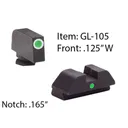Ameriglo Tritium i-Dot Night Sight Set for Select Glocks - Front Tritium - Green / Front Outline - White / Rear Style - Green, Square Notch - Ameriglo