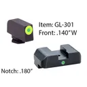 Ameriglo Tritium i-Dot Night Sight Set for Select Glocks / Front Outline Color - LumiGreen / Rear Metal Style - New - Ameriglo