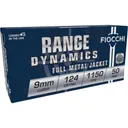 Fiocchi Range Dynamics Handgun Ammunition 9mm Luger 124 gr FMJ 1150 fps 50/ct - Fiocchi