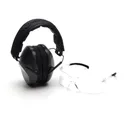 Pyramex Low Profile Combo Kit Passive Black Ear Muff 24dB Clear Shooting Glasses Clear with Clear Lens - Pyramex-Safety
