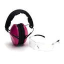 Pyramex Low Profile Combo Kit Passive Pink Ear Muff 24dB Clear Shooting Glasses Clear with Clear Lens - Pyramex-Safety