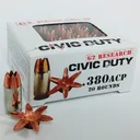 G2 Research Civic Duty Handgun Ammo .380 ACP 64 gr Solid 1130 fps 20/ct - G2-Research