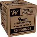 Winchester Service Grade Handgun Ammunition 9mm Luger 115gr FMJ 1300fps 50/ct - Winchester