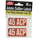 MTM Ammo Caliber Labels 45 ACP Red 8/ct - Mtm