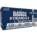 Fiocchi Range Dynamics Rifle Ammunition 5.56X45 NATO 55 gr FMJ 3240 fps 50/ct - Fiocchi