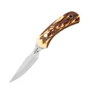 Bear & Son Ergonomic Caper Fixed Knife 2-1/2" Clip Point Blade Stag Delrin with Leather Sheath - Bear-Son