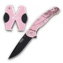 Bear & Son Edge Brisk 2.0 Folding Knife & Sharpener Combo Drop Point Blade Pink Camo - Bear-Son