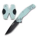Bear & Son Edge Brisk 2.0 Folding Knife & Sharpener Combo Drop Point Blade Teal Camo - Bear-Son