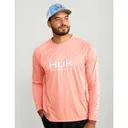 Huk Vented Pursuit Long Sleeve Shirt Fresh Salmon Heather S - Huk
