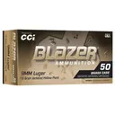 CCI Blazer Brass Handgun Ammunition 9mm Luger 115gr JHP 1145 fps 50/ct - Cci