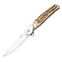 Bear & Son Rancher Sideliner Folding Knife 3-3/8" Drop Point Blade Stag Bone - Bear-Son