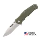 Bear & Son G10 Sideliner Folding Knife 3-3/8" Drop Point Blade OD Green with Trigger Boxed - Bear-Son