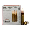 Global Ordnance Sterling Steel Case Rifle Ammunition 7.62x39mm 123gr FMJ 2362 fps 20/ct - Sterling
