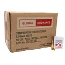Global Ordnance M193 Rifle Ammunition 5.56X45 NATO 55gr FMJ 3162 fps 1000/ct Case (50-20/ct) - Global-Ordnance