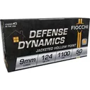 Fiocchi Defense Dynamics Handgun Ammunition 9mm Luger 124gr JHP 1100 fps 50/ct - Fiocchi