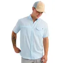Huk Tide Point Short Sleeve Button Down Shirt Coastal Drift S - Huk
