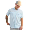 Huk Tide Point Short Sleeve Button Down Shirt Coastal Drift 2XL - Huk