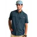 Huk Tide Point Short Sleeve Button Down Shirt Sea Storm S - Huk