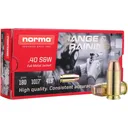 Norma Range and Training Handgun Ammunition .40 S&W FMJ 180gr 1017 fps 50/ct - Norma