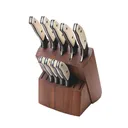 Bear & Son 10 Piece Block Set Fixed Kitchen Knives White Smooth Bone with Walnut Block - Bear-Son