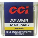 CCI Maxi-Mag Rimfire Ammunition .22 WMR 40 gr JHP 1875 fps 50/ct - Cci