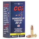 CCI Segmented HP Subsonic Rimfire Ammunition .22 LR 40 gr 1050 fps 50/ct - CCI