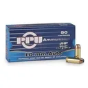 PRIVI 10mm Auto JHP 180gr 50Rds Ammo - Ppu
