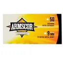 Armscor Handgun Ammunition 9mm Luger 115 gr FMJ 1097 fps 50/ct - Armscor