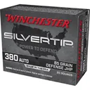 Winchester Super-X, 380 ACP, Silvertip Jacket Hollow Point, 85 Grain, 20 Rounds - Winchester