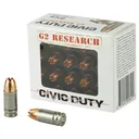 G2 Research G00602 Civic Duty 9mmLuger 96gr Copper Expansion Projectile 20 Per Box/25 Case - G2 Research