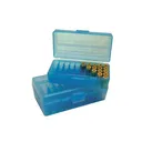MTM Case-Gard P504524 Ammo Box Flip-Top Multi Caliber Handgun Clear Blue Polypropylene 50rd - Mtm