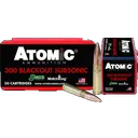 Atomic Ammunition 00465 Rifle Subsonic 300 Blackout 220 gr Hollow Point Boat Tail 50 Rounds - Atomic