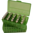 FLIP TOP PISTOL AMMO BOX 357 MAG-38 SPL 50 RND TRANSL GREEN - Mtm