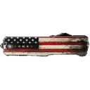 Templar Knife Premium Weighted Wood US Flag Slim 3" OTF Tanto Plain Black Oxide Stonewashed Powder Coated D2 Steel Blade, 4.50" Painted Wood Grain US Flag Aluminum Handle - Templar Knife