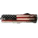 Templar Knife Premium Weighted Wood US Flag Slim 3" OTF Tanto Part Serrated Black Oxide Stonewashed Powder Coated D2 Steel Blade, 4.50" Painted Wood Grain US Flag Aluminum Zinc Alloy Handle - Templar Knife
