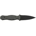 HALF FACE BLADES TRIDENT DAGGER 3" BLADE, 6.75" OA, S45VN STEEL, HRC60, ARMOR BLK, GRY MICARTA GRIP - Half Face Blades