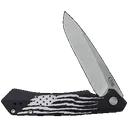 Case 10857 Kinzua Folding Spear Point Plain Stonewashed S35VN SS Blade, Black Anodized w/US Flag Aluminum Handle - Case