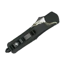 Templar Knife Gen II Badlands Slim 3.43" OTF Tanto Plain Black Oxide Stonewashed 440C SS Blade, 5.05" Black w/Cattle Skull Aluminum Handle, Glass Breaker - Templar Knife