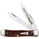 Case Pocket Worn Trapper Mahogany Bone Folding Knife - Case