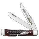 Case Pocket Worn Mini Trapper 2.75" Mahogany Bone Folding Knife - Case
