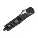 Templar Knife Gen II Badlands Slim 3.43" OTF Tanto Plain Black Oxide Stonewashed 440C SS Blade, 5.05" Black w/Cattle Skull Aluminum Handle, Glass Breaker - Templar Knife