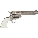 Cimarron Bat Masterson Frontier BATMASTERSON357 Revolver, .357 Magnum/.38 Special, 5.5\" Barrel, 6rd, Single Action, Nickel, Laser Engraved, Simulated Ivory Grips. - Cimarron